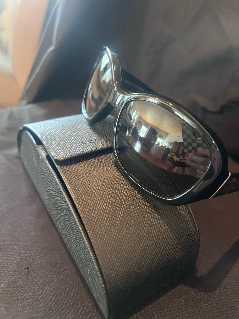 Prada Glossy Black Oversized Sunglasses - Picture 3 of 8